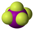 Space-filling model of iodine pentafluoride