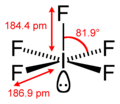 Stereo structural formula of iodine pentafluoride