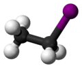 Ball and stick model of ethyl iodide