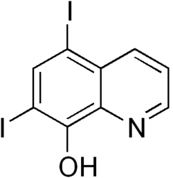 Skeletal formula of diiodohydroxyquinoline
