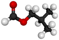 Ball and stick model of isobutyl formate
