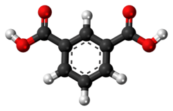 Ball-and-stick model of the isophthalic acid molecule