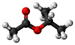 Ball-and-stick model of the isopropyl acetate molecule
