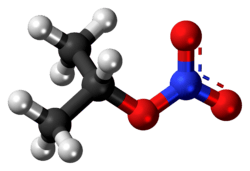 Ball-and-stick model of the isopropyl nitrate molecule