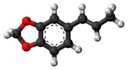 Ball-and-stick model of isosafrole