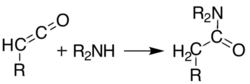 Addition reaction of an amine to a ketene, yielding amide