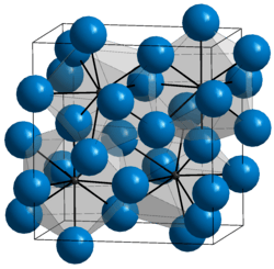 Orthorhombic Fe3C. Iron atoms are blue