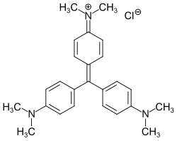 Kekulé, skeletal formula of a crystal violet minor tautomer