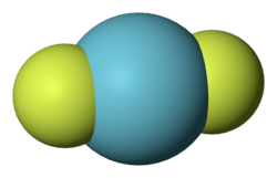 Spacefill model of krypton difluoride