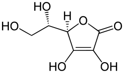 Natta projection of structural formula for L-ascorbic acid