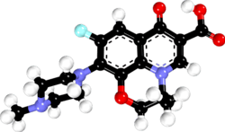 Ball-and-stick model of a levofloxacin molecule