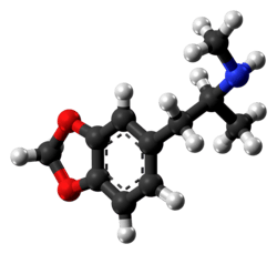 Ball-and-stick model of MDMA molecule enantiomers