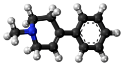 Ball-and-stick model of MPTP