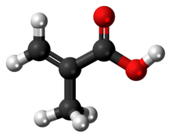 Ball-and-stick model of the methacrylic acid molecule