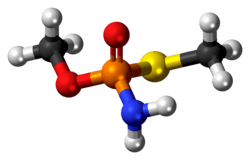 Ball-and-stick model of the methamidophos molecule