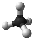 Ball and stick model of methane