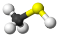 Ball-and-stick model of the methanethiol molecule