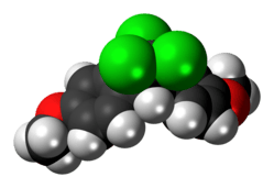Ball-and-stick model of the methoxychlor molecule