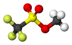 Ball-and-stick model of methyl triflate