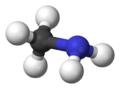 Ball and stick model of methylamine