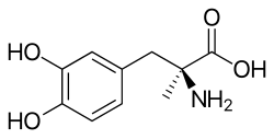 Skeletal formula of methyldopa