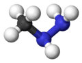 Ball and stick model of monomethylhydrazine