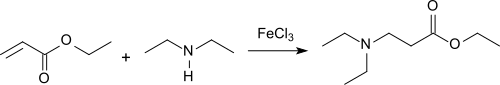 Michael addition of an amine to ethyl acrylate