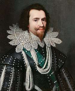 George Villiers, 1st Duke of Buckingham, wearing white pearls