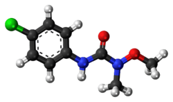 Ball-and-stick model of the monolinuron molecule