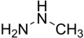 Skeletal formula of monomethylhydrazine with some implicit hydrogens shown