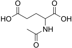 Skeletal formula of N-acetylglutamic acid