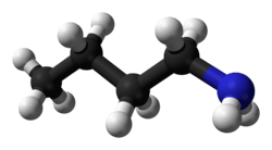 Ball-and-stick model of the n-butylamine molecule
