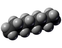 Space-filling model of octane