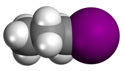 Spacefill model of n-propyl iodide