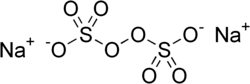 Two sodium cations and one peroxodisulphate anion