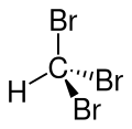 Stereo, skeletal formula of bromoform with the explicit hydrogen added