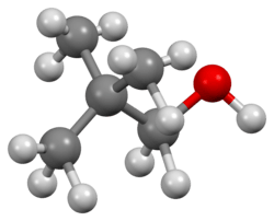 Ball-and-stick model of the neopentyl alcohol molecule