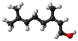 Ball-and-stick model of the nerol molecule