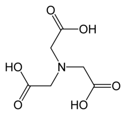 Skeletal formula of nitrilotriacetic acid