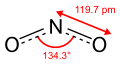 Skeletal formula of nitrogen dioxide with some measurementsEP