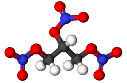 Ball and stick model of nitroglycerin
