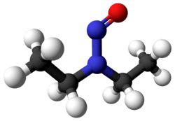 Ball-and-stick model of nitrosodiethylamine