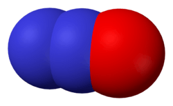 Space-filling model of nitrous oxide