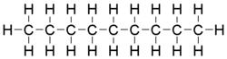 Skeletal formula of nonane with all implicit carbons shown, and all explicit hydrogens added