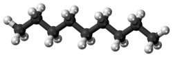 Ball-and-stick model of the nonane molecule