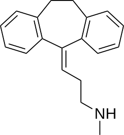 Skeletal formula of nortriptyline