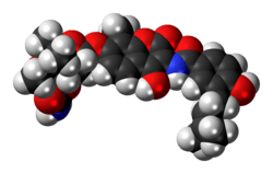 Space-filling model of the novobiocin molecule