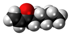Space-filling model of the oct-1-en-3-one molecule