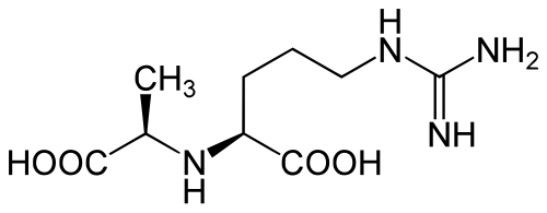 Stereo, skeletal formula of octopine ((2S)-2-{[(1R)-1-carboxyethyl]amino})