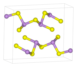 Ball and stick unit cell model of polymeric arsenic trisulfide